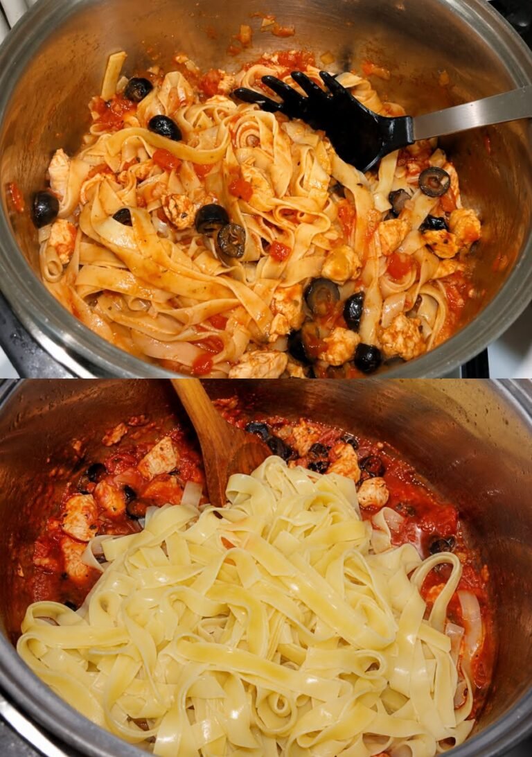 Tagliatelle cu pui si sos cu masline